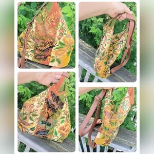 Floral and Butterfly Embroidered Women's Sling Bag